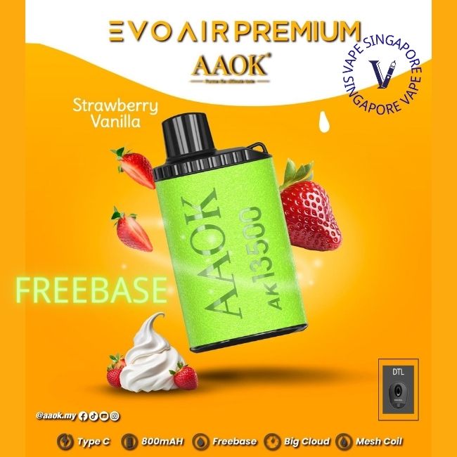 AAOK EVO AIR PREMIUM 13500 Puff FREEBASE - Vape Singapore SG Vape