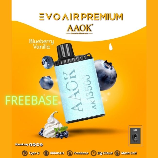 AAOK EVO AIR PREMIUM 13500 Puff FREEBASE - Vape Singapore SG Vape