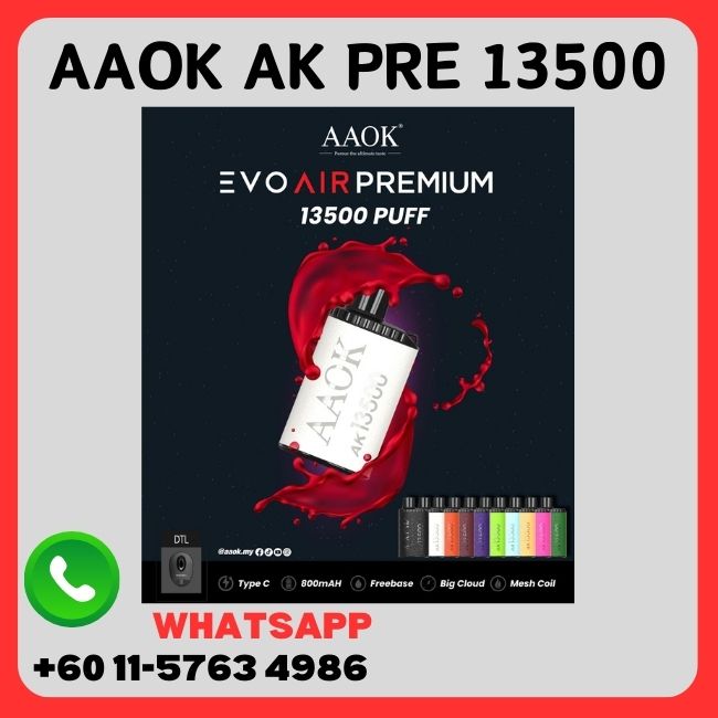 AAOK EVO AIR PREMIUM 13500 Puff FREEBASE - Vape Singapore SG Vape