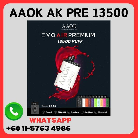 AAOK EVO AIR PREMIUM 13500 Puff FREEBASE - Vape Singapore SG Vape