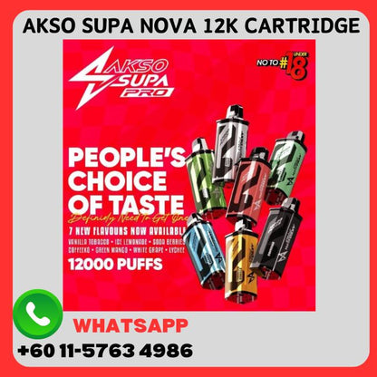 Akso Supa Nova Cartridge 12k - Vape Singapore SG Vape